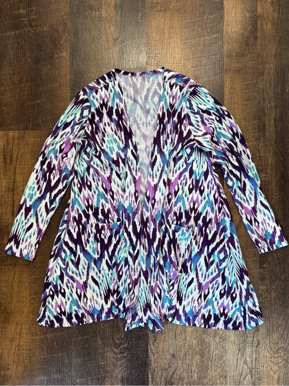 LuLaRoe Women's Cardigan - Purple and Blue Pattern